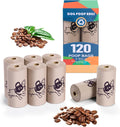 Coffee Dog Poo Bags Coffee Scent - 120 Large Biodegradable Poop Bags, Extra Thicken Strong Corn Starch Blended Compostable Leak Proof Poop Waste Bag for Dogs